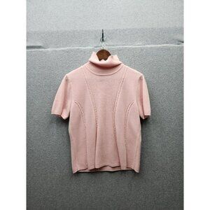 Requirements Womens Pink Mock Turtleneck Short Sleeve Sweater Top Size M